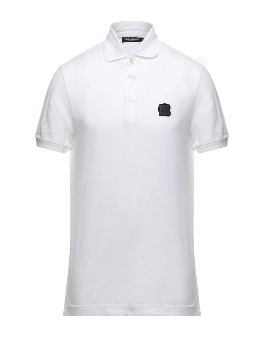 Dolce & Gabbana White Logo Patch Polo Shirt