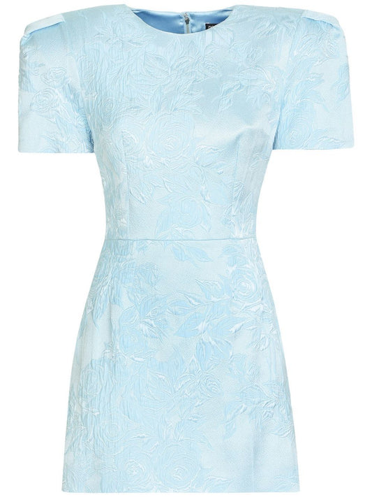 Dolce & Gabbana Puff-Sleeve Floral-Jacquard Minidress