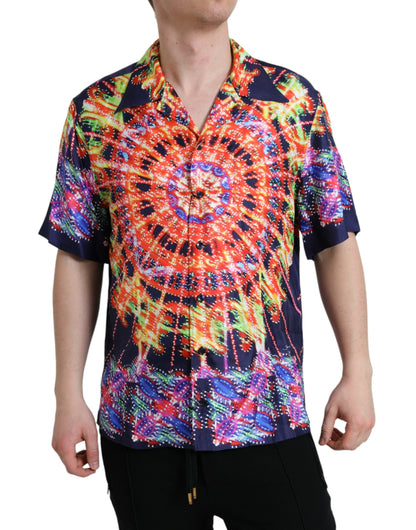 Dolce & Gabbana Multicolor Patterned Casual Silk Shirt