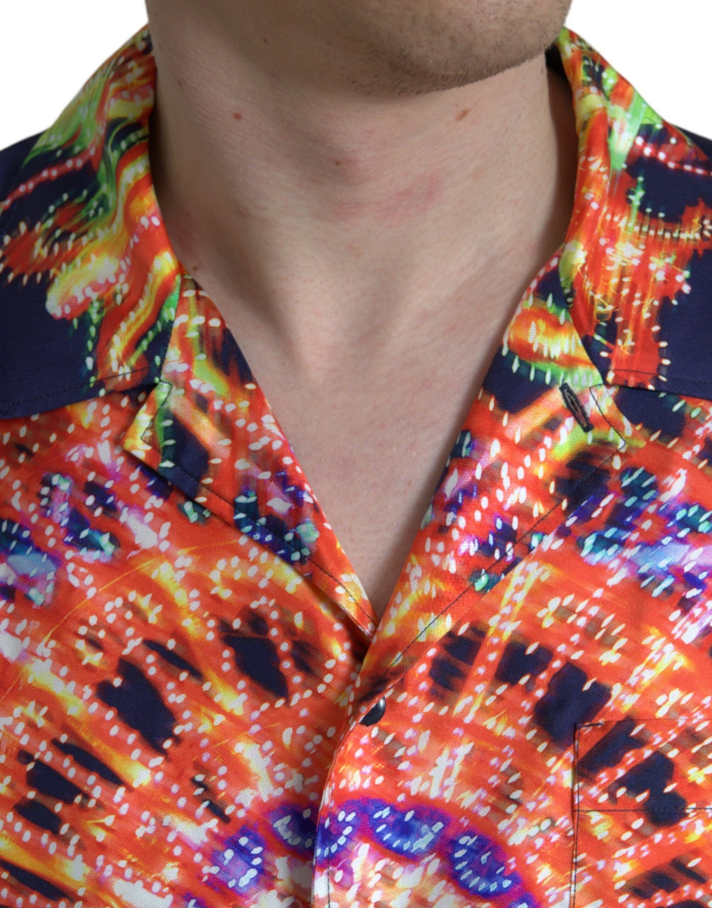 Dolce & Gabbana Multicolor Patterned Casual Silk Shirt