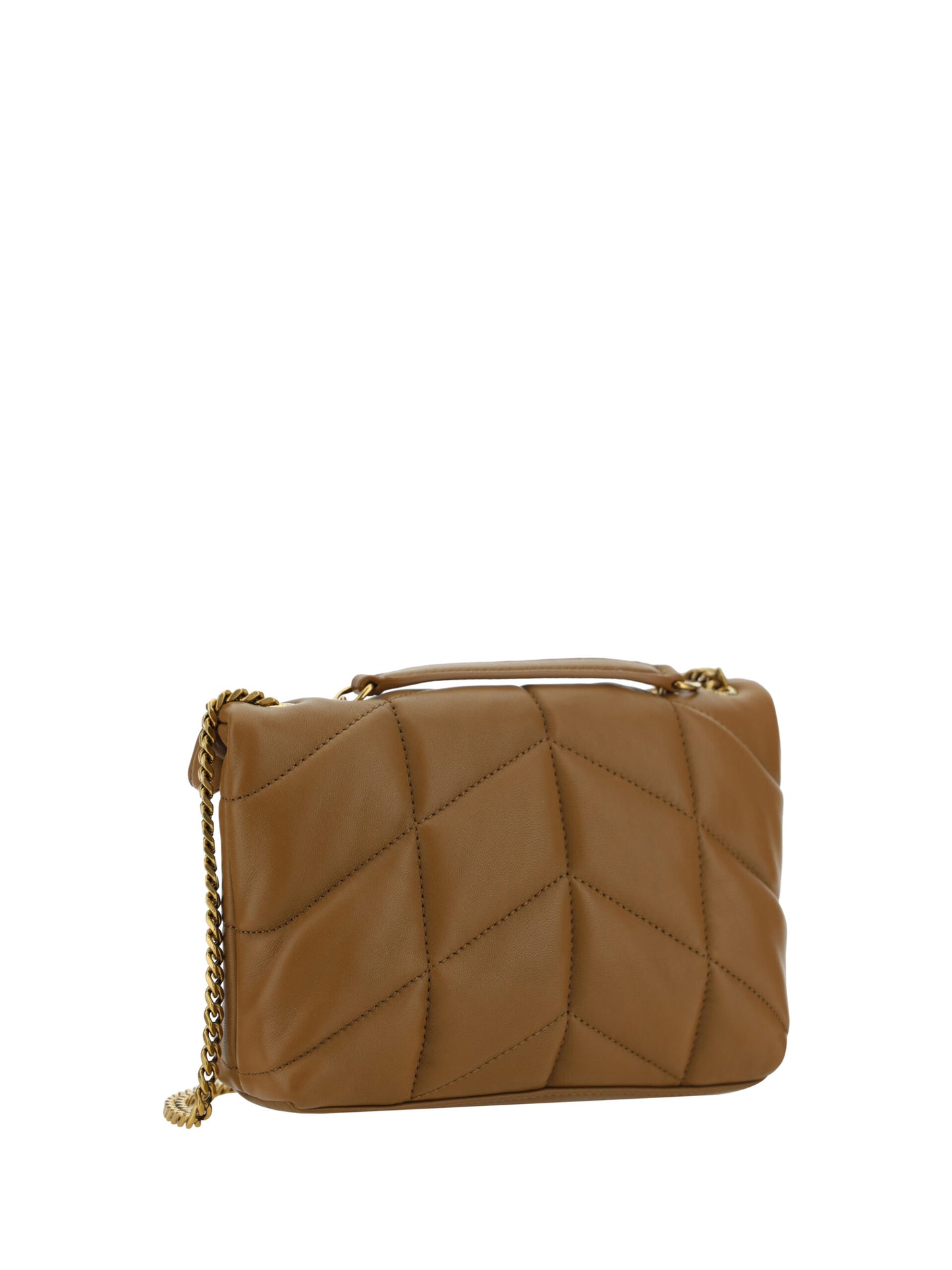 Saint Laurent Brown Puffer Toy Quilted Leather Shoulder Bag