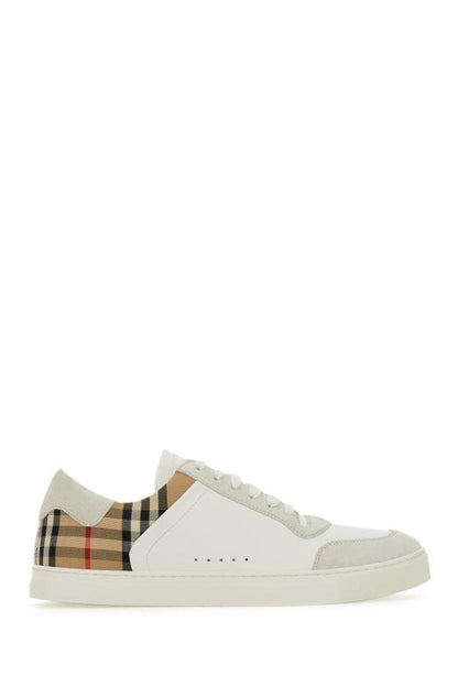 Burberry White Check Leather Low-Top Trainers