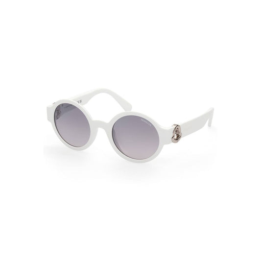 Moncler White Atriom Round Sunglasses