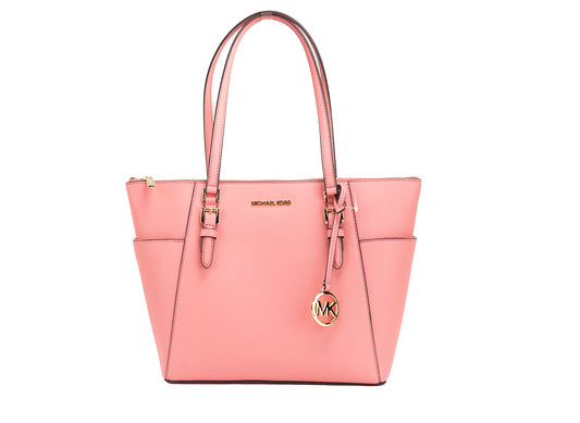 Michael Kors Charlotte Tea Rose Signature PVC TZ Shoulder Tote Handbag