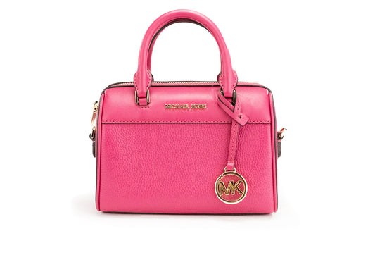 Michael Kors Travel XS Carmine Pink Leather Duffle Crossbody Handbag