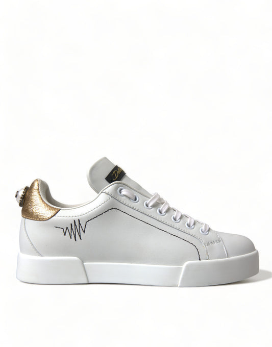 Dolce & Gabbana White Leather Portofino Classic Sneaker Women Shoes