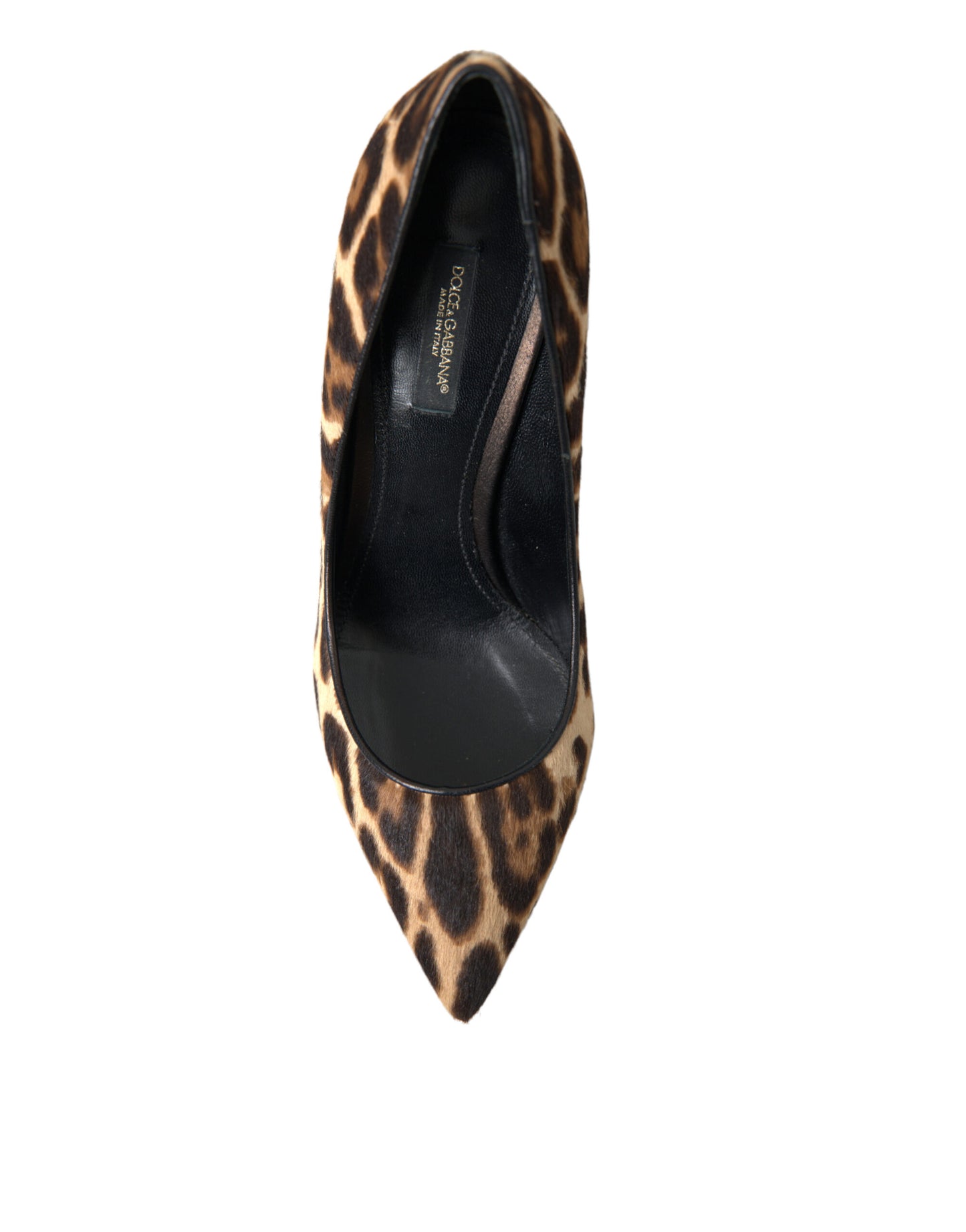 Dolce & Gabbana Brown Leopard Pony Hair Leather Heels Shoes