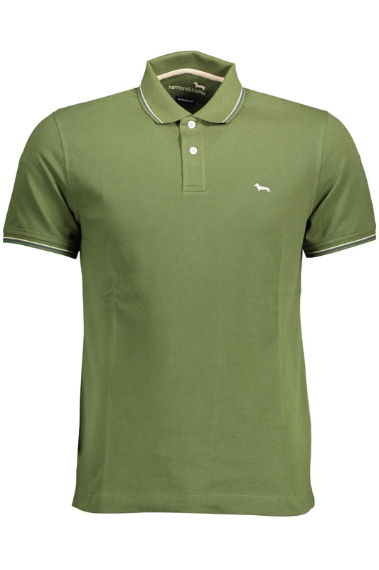 Harmont & Blaine Green Polo Shirt with Striped Details