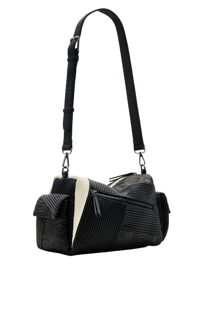 Desigual Black Midsize Textured Patchwork Bag