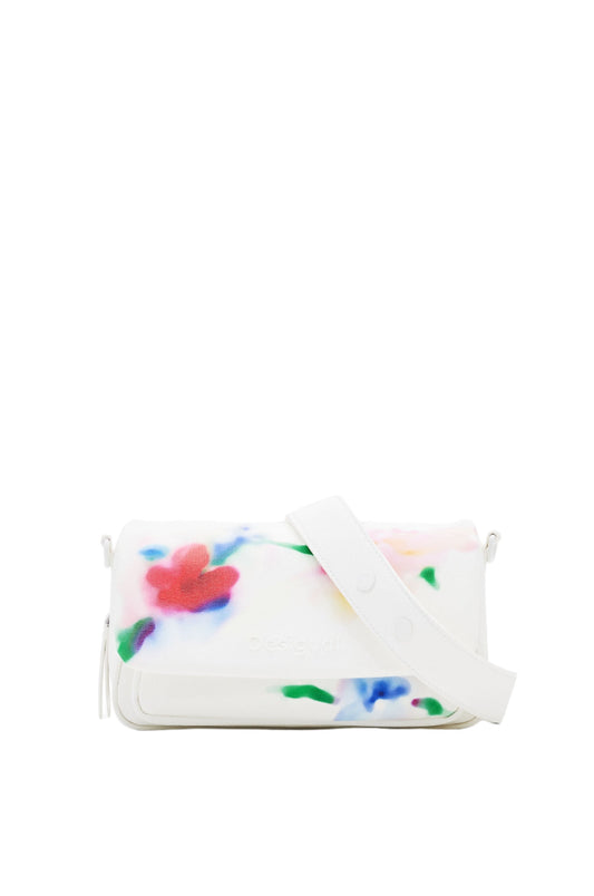 Desigual White M Watercolour Floral Crossbody Bag