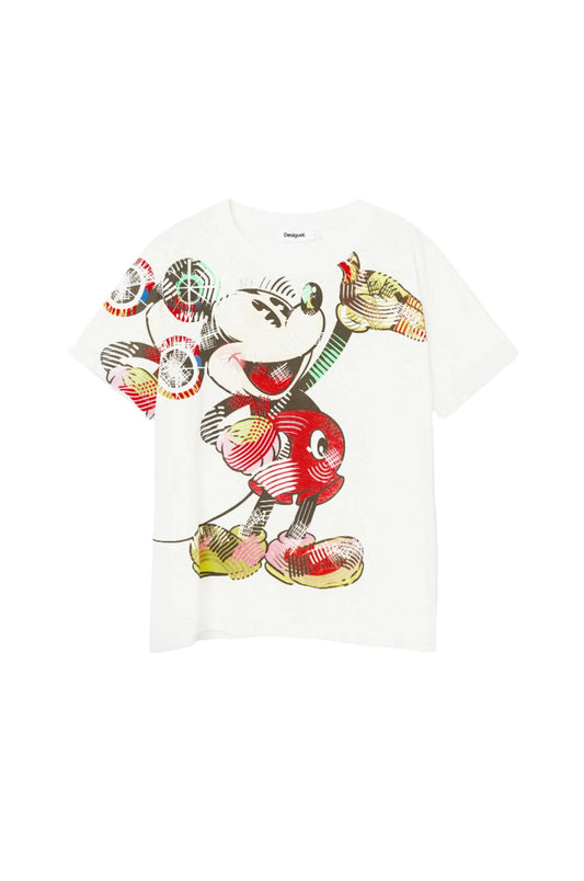 Desigual White Arty Mickey Mouse T-Shirt