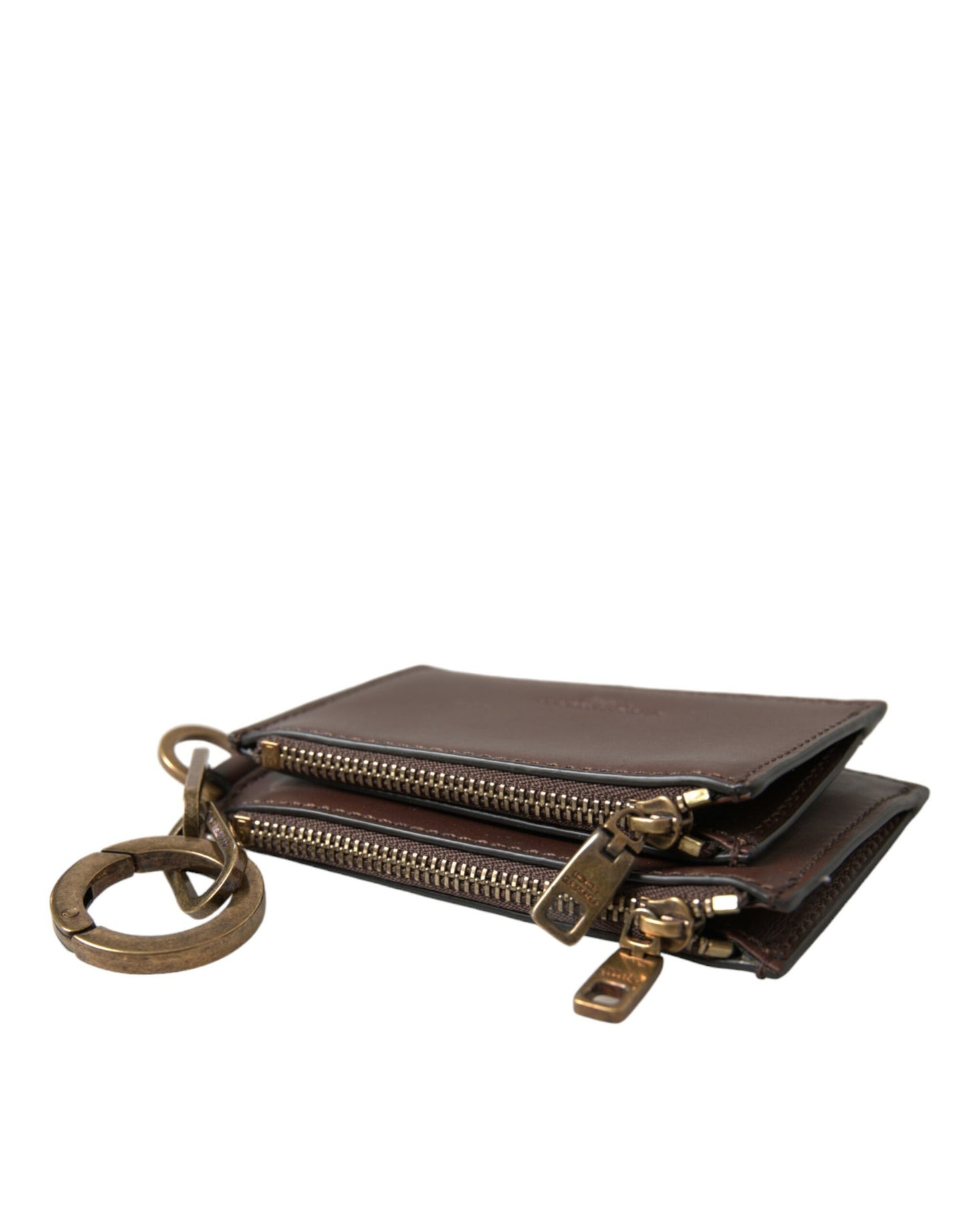 Dolce & Gabbana Brown Leather Zip Coin Purse Wallet