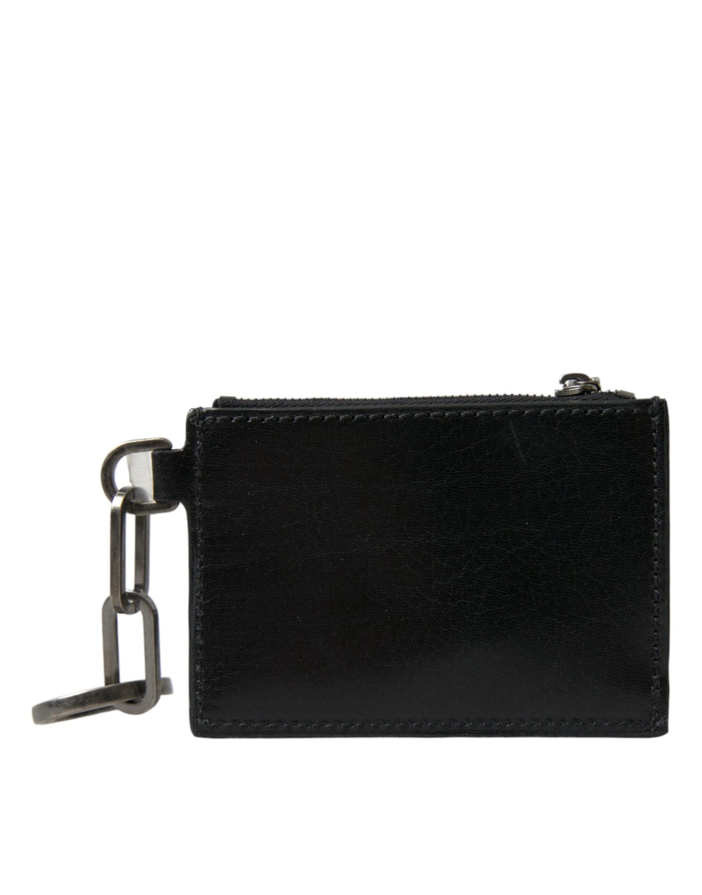 Dolce & Gabbana Black Leather Zip Coin Purse  Wallet