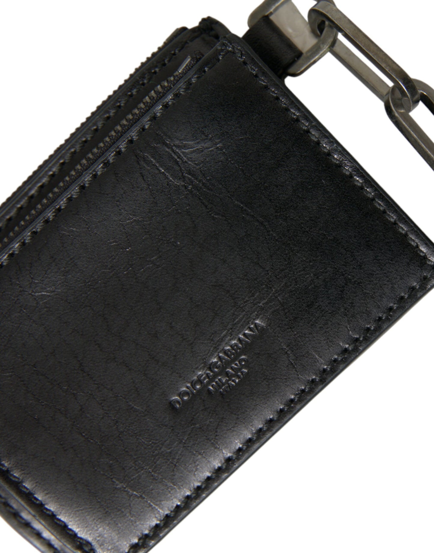 Dolce & Gabbana Black Leather Zip Coin Purse  Wallet