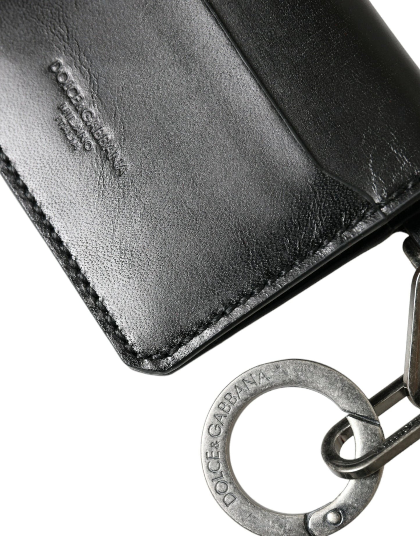 Dolce & Gabbana Black Leather Bifold Card Holder Wallet