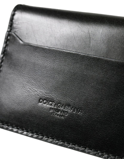 Dolce & Gabbana Black Leather Bifold Card Holder Wallet