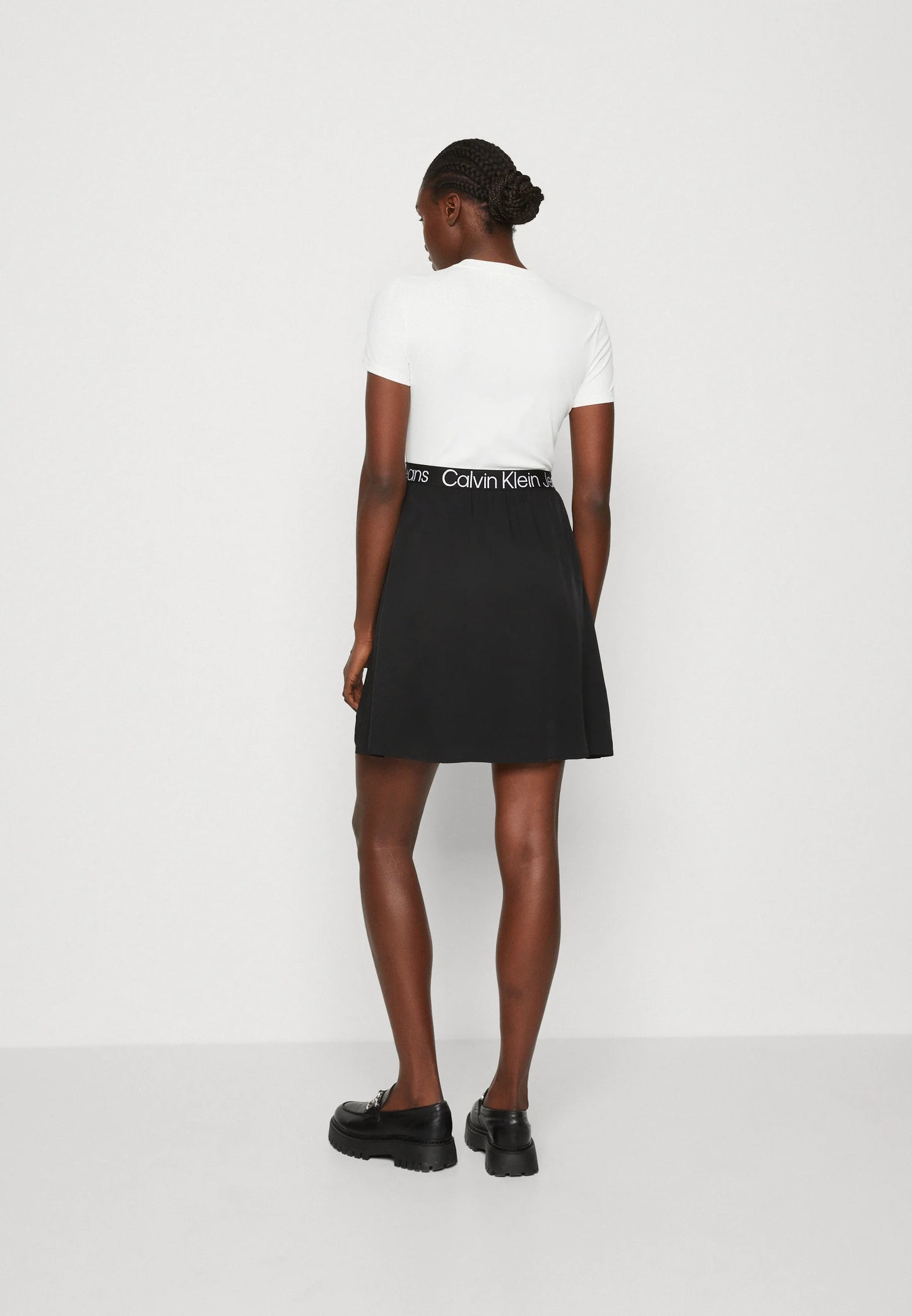 Calvin Klein Black and White Two-Tone Logo Tape Dress