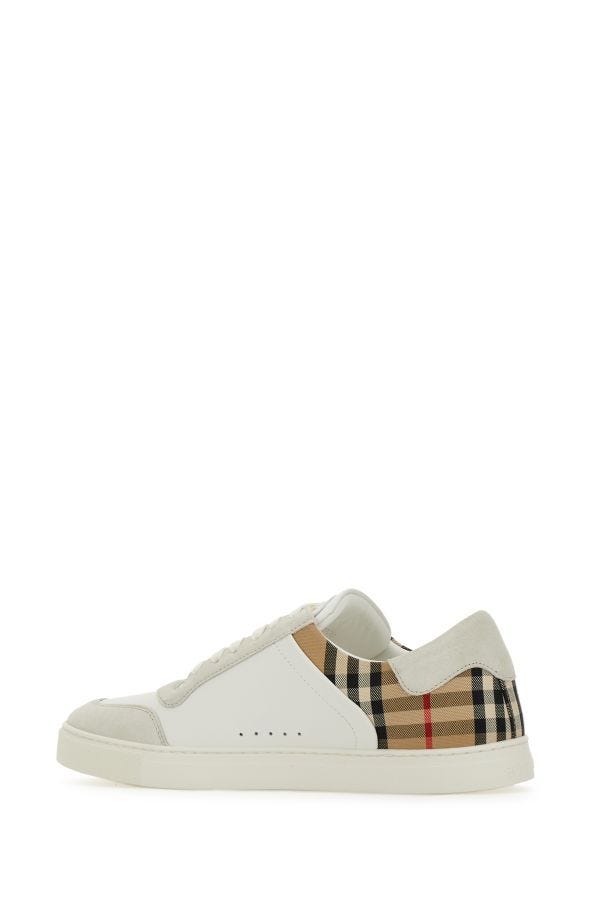 Burberry White Check Leather Low-Top Trainers