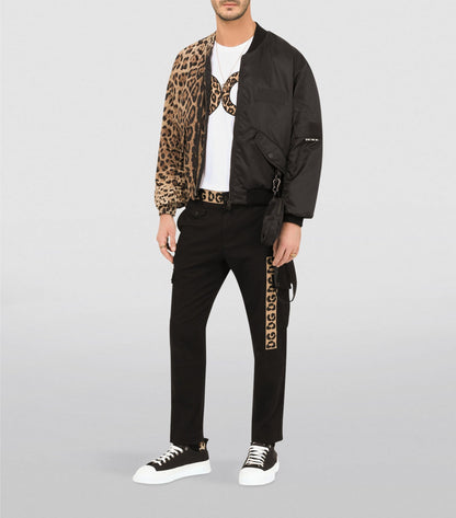 Dolce & Gabbana White Leopard Print DG Patch T-Shirt