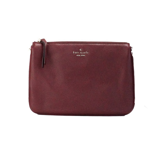 Kate Spade Jackson Cherrywood Leather Triple Gusset Crossbody Handbag