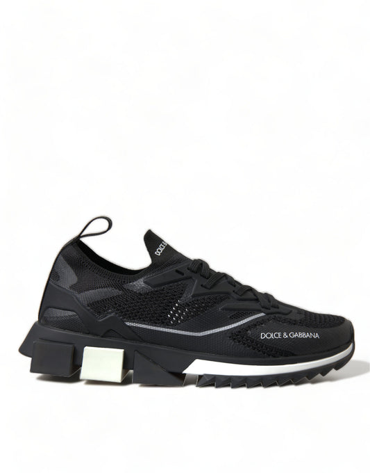 Dolce & Gabbana Black Stretch Mesh Logo Sorrento Sneakers Shoes