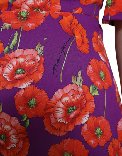 Dolce & Gabbana Multicolor Floral Poppy Print Sheath Dress