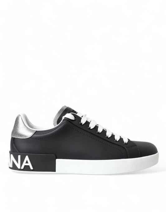 Dolce & Gabbana Black White Portofino Low Top Sneakers Men Shoes