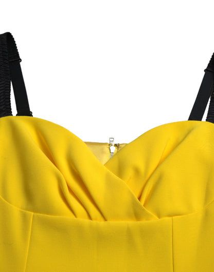 Dolce & Gabbana Yellow Sleeveless Bodycon Midi Dress
