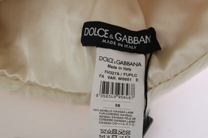 Dolce & Gabbana White Xiangao Lamb Fur Beanie