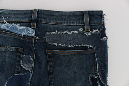 Dolce & Gabbana Stretch Blue Patchwork Jeans Shorts