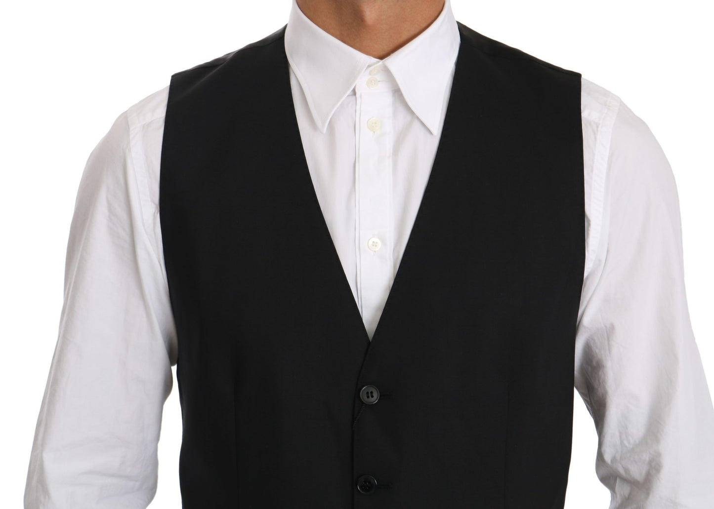 Dolce & Gabbana Black Waistcoat Formal Gilet Dress Wool  Vest