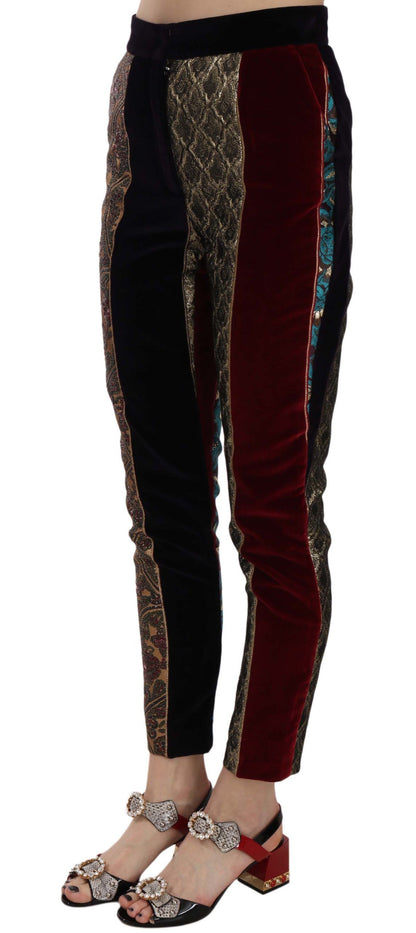 Dolce & Gabbana Multicolor Jacquard Cropped Tapered Pants