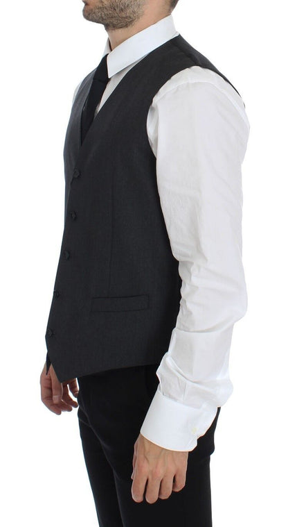 Dolce & Gabbana Gray Wool Formal Dress Vest Gilet Weste
